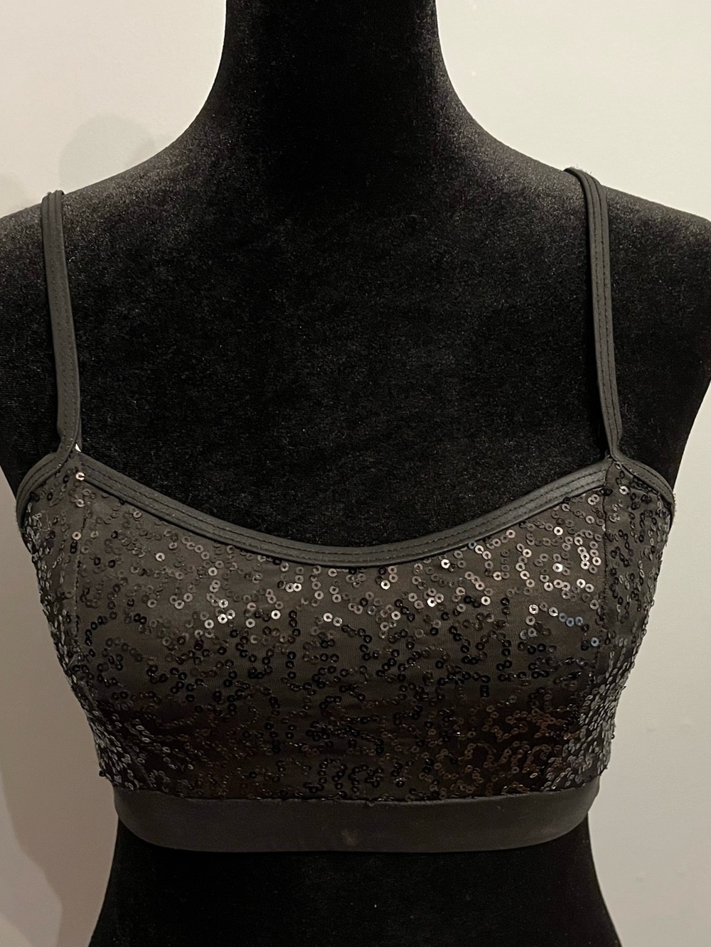 Gently Worn Black Sequin Bra Top, size S